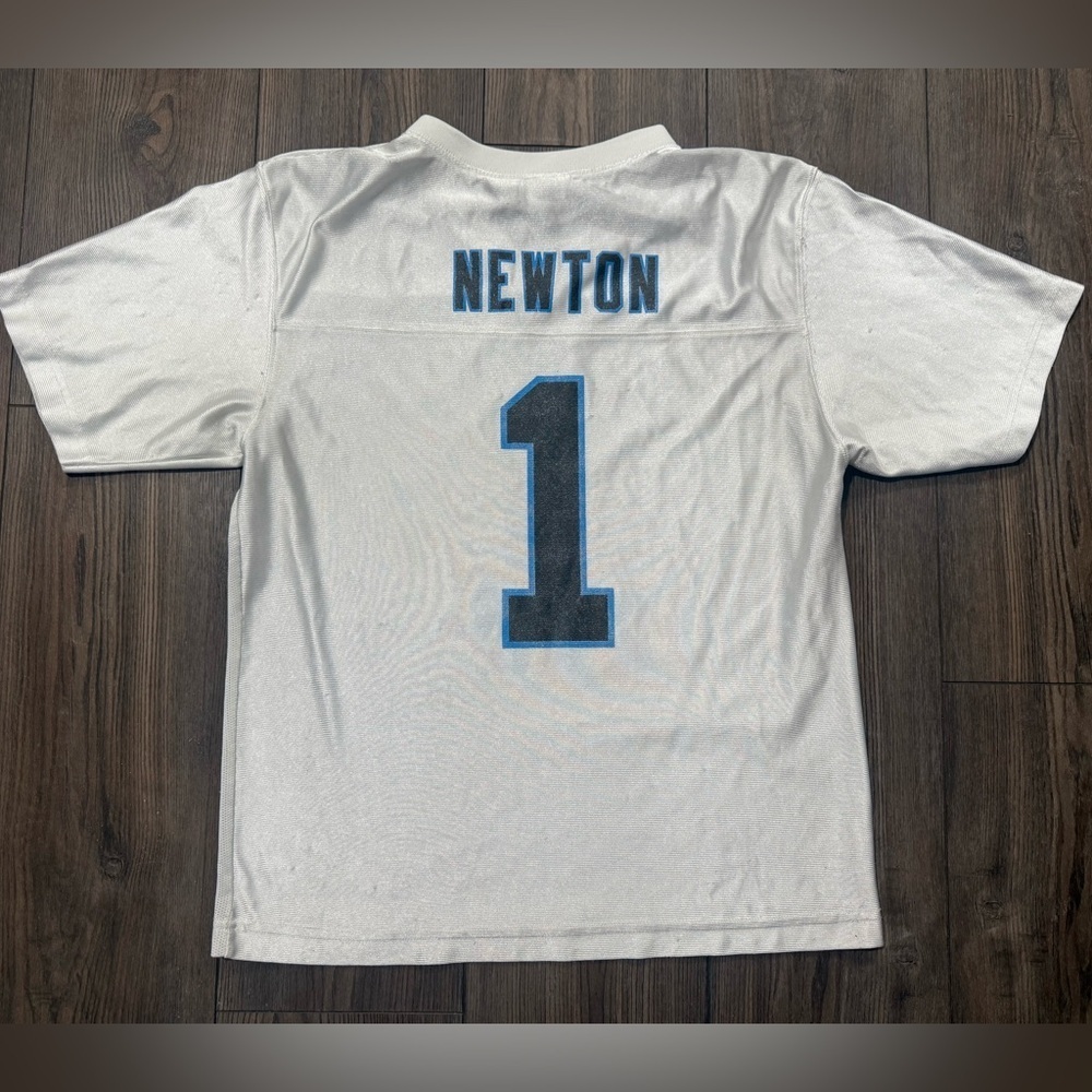 Youth Large Carolina Panthers Cam Newton #1 Jersey White NFL Team Apparel